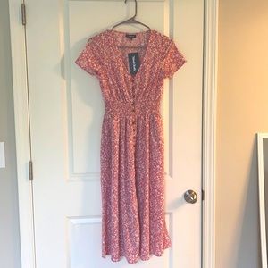 Modcloth XS new pink floral midi dress
